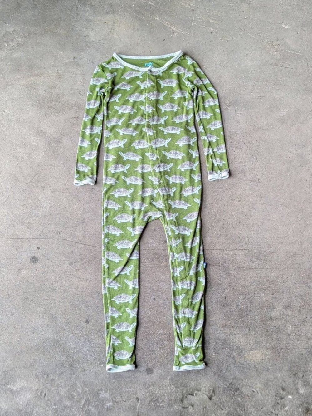 Catch a Tiger by Kickee Pants Green Turtle Print Bamboo One Piece Pajamas size 5